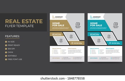 Modern Clean Real Estate Agent And Construction Business Flyer Template Vector. Creative Real Estate Flyer.