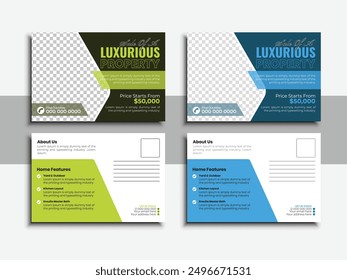 Modern Clean Real Estate or EDDM Postcard Template. Stylish, Modern, and Elegant Design for Promotional Unique Advertising Vector Layout