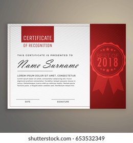 Modern Clean Red And White Certificate Design