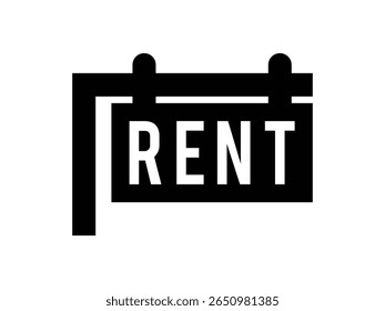 Ícone de sinal de aluguel moderno e limpo perfeito para imóveis, listagens de propriedades e serviços de aluguel. Ideal para sites, aplicativos e impressão, representando casa, apartamento ou arrendamento comercial.