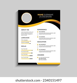 Modern Clean Resume CV Template Design