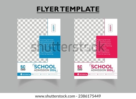 Modern and clean School Admission flyer | Kids back to school education open for registration admission flyer poster template | Abstract shapes admission flyer | Red and Blue colors |