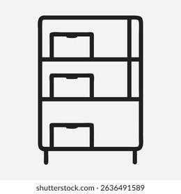 Modern and Clean Shelf Unit Line Art Illustration for Minimalist Designs