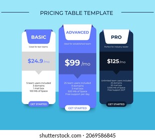 Modern clean simple pricing subscription table template for website. vector EPS 10