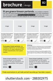 Modern clean style brochure design. Yellow, black and gray color combination.