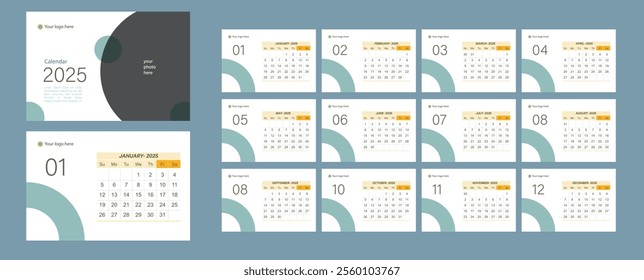 A modern, clean, and stylish calendar template for 2025