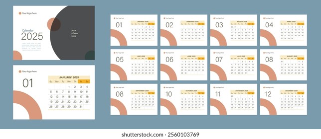 A modern, clean, and stylish calendar template for 2025