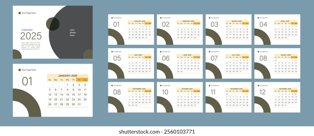 A modern, clean, and stylish calendar template for 2025