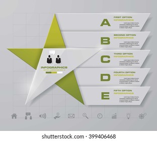 Modern Clean Template Star Shape With 5 Steps Labels.vector.
