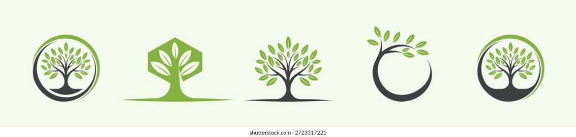 Coleção moderna do logotipo da árvore limpa para a marca de negócios sustentável, ecológico e natural