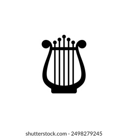 A modern and clean vector icon of a harp, representing music and the arts.