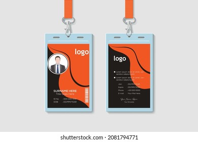 Modern Clean Vertical Double-sided Gold Id Cards For Company Stuff. Flat Design Vector Illustration