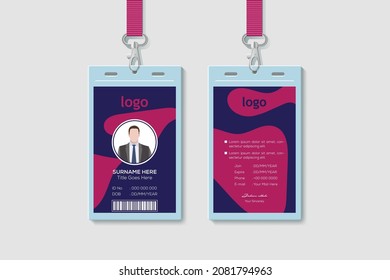 Modern Clean Vertical Double-sided Gold Id Cards For Company Stuff. Flat Design Vector Illustration