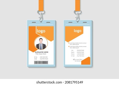 Modern Clean Vertical Double-sided Gold Id Cards For Company Stuff. Flat Design Vector Illustration