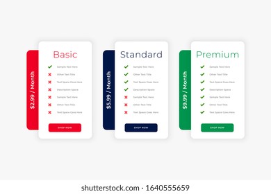 modern clean website price table business template