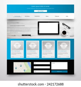 Modern Clean Website Template Eps 10 Vector, with balnk tablet. 