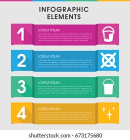 Modern cleaning infographic template. infographic design with cleaning icons includes bucket, clean. can be used for presentation, diagram, annual report, web design.