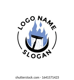 Modern cleaning service logo silhouette editable EPS vector files. For professional business, raise up company, future work and job. Vintage, high end flat design. Apply to web site, mobile phone apps