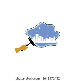 Modern cleaning service logo silhouette editable EPS vector files. For professional business, raise up company, future work and job. Vintage, high end flat design. Apply to web site, mobile phone apps