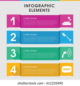 Modern cleanliness infographic template. infographic design with cleanliness icons includes Soap, soap. can be used for presentation, diagram, annual report, web design. 
