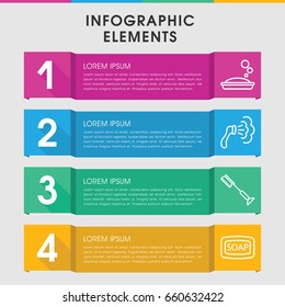Modern cleanliness infographic template. infographic design with cleanliness icons includes soap, soap. can be used for presentation, diagram, annual report, web design.
