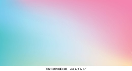 Modern clear blue sky. Pastel rainbow. Light blue, pink and yellow color vector banner. Pastel gradient sky design art modern simple