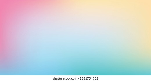 Modern clear blue sky. Pastel rainbow. Light blue, pink and yellow color vector banner. Pastel gradient sky design