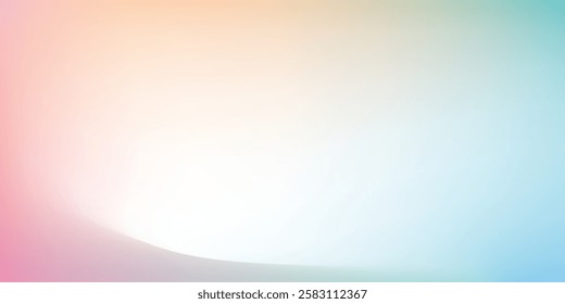 Modern clear blue sky. Pastel rainbow. Light blue, pink and yellow color vector banner. Pastel gradient sky pattern design abstract modern