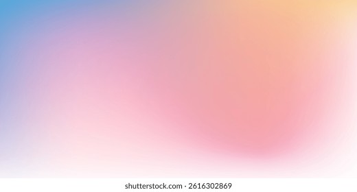 Modern clear blue sky. Pastel rainbow. Light blue  pink and yellow color vector banner simple