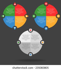 Modern, clear circle template. Can be used for infographics, websites elements, presentations, comparison, packages, advertisement.