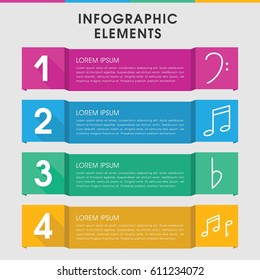 Modern clef infographic template. infographic design with clef icons includes bass clef, bemol, note. can be used for presentation, diagram, annual report, web design. 