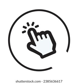Modern click button with computer mouse cursor web; vector click here button with hand pointer clicking
