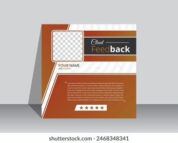 Modern client feedback social media post banner template design .