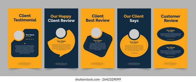 Modern client feedback template, Customer review banner layout design