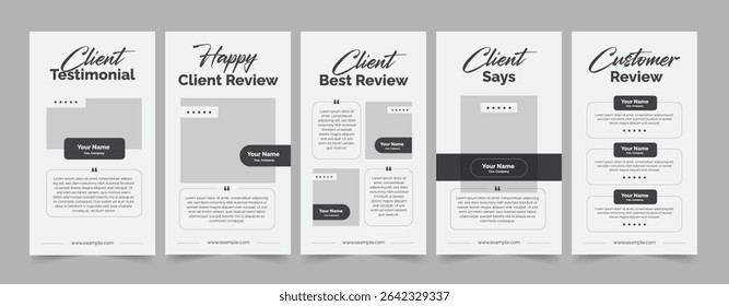 Modern client feedback template, Customer review banner design, Testimonial quote layout