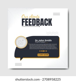 Ilustración moderna de la tarjeta del Comentarios y de la revisión testimonial del cliente. Perfecto para servicios empresariales, experiencia de Cliente, tarjetas de calificación y marca corporativa.