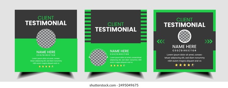 Modern client testimonial or creative customer feedback social media post or web banner layout, Customer Review banner design layout vector