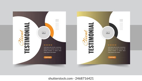 Modern client testimonial, customer feedback social media post template layout or web banner design with color variation template. Client feedback or customer testimonial social media post design