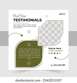 Modern client testimonial, customer feedback social media post template layout or web banner design with colour variation template. Customer feedback testimonial social media post web banner template.