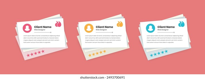 Modern client testimonial and customer review card template design 