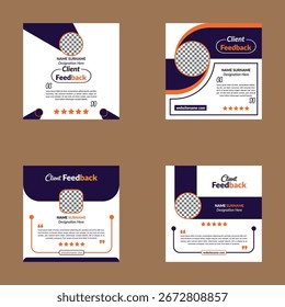 Modern Client Testimonial Design in a Bundle of Four. Minimal Layout Display for Promotion.