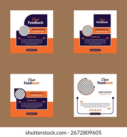Modern Client Testimonial Design in a Bundle of Four. Artistic Template Display for Promotion.