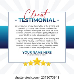Modern Client Testimonial Design with Five Star Rating Template