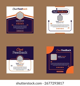 Modern Client Testimonial Layout in a Bundle of Four. Abstract Template Display for Promotion.