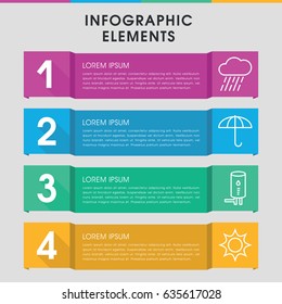Modern climate infographic template. infographic design with climate icons includes rain, geyser, umbrella. can be used for presentation, diagram, annual report, web design.