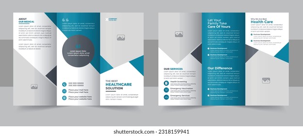 Modern Clinic, Healthcare, Medical Trifold Brochure Template, Medical Clinic Trifold Brochure Layout, Medical or healthcare trifold brochure design