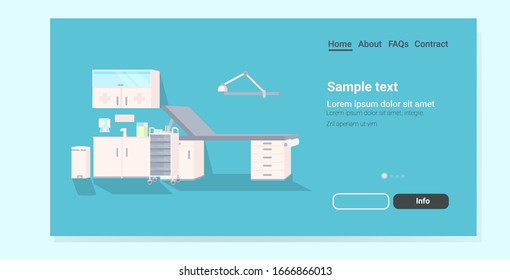 modern clinic intensive therapy empty hospital bed horizontal copy space vector illustration