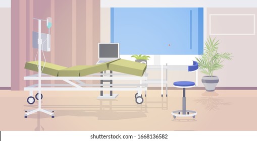 modern clinic intensive therapy room empty no people hospital ward interior horizontal vector illustration