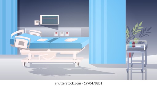 Modern Clinic Intensive Therapy Room Empty No People Hospital Ward Interior Horizontal