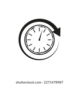 Modern clock arrow icon. Old watch. Time clock. Vector illustration. E